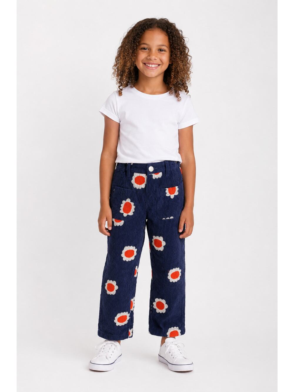 Gorman Playground Kids Navy Blossom Buds Embroidered Pants Size 5-6 NWT Corduroy